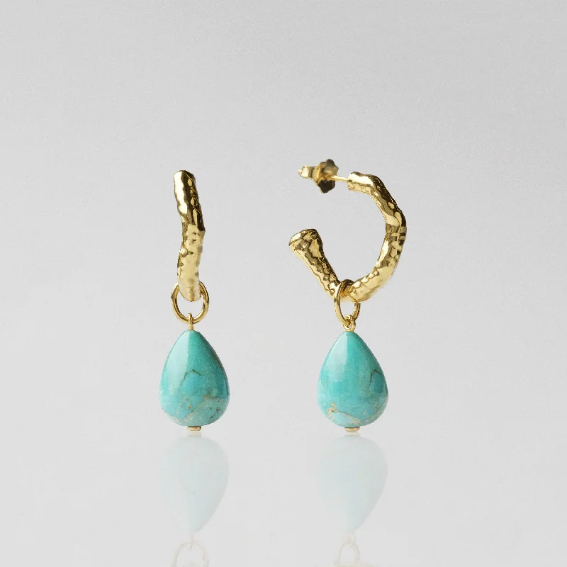 minimalist gemstone stud earrings Turquoise Molten Hoop Earring