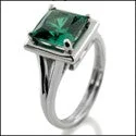 vintage Victorian brooch pin Solitaire Emerald Green Princess 1.25 Ct Cubic Zirconia Cz Ring