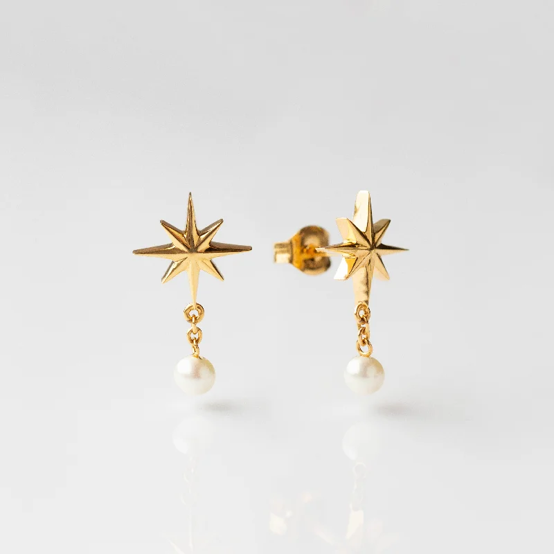hammered copper wedding band Celestial Pearl Drop Earrings