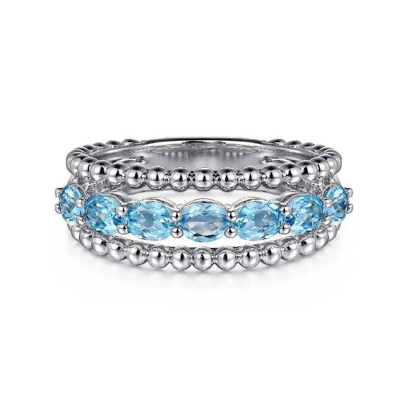 elegant marquise diamond ring Sterling Silver Blue Topaz Stackable Ring