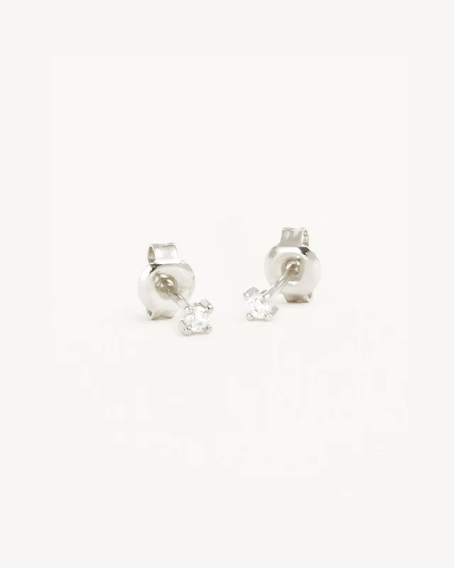 white topaz stacking rings Sterling Silver Pure Light Stud Earrings