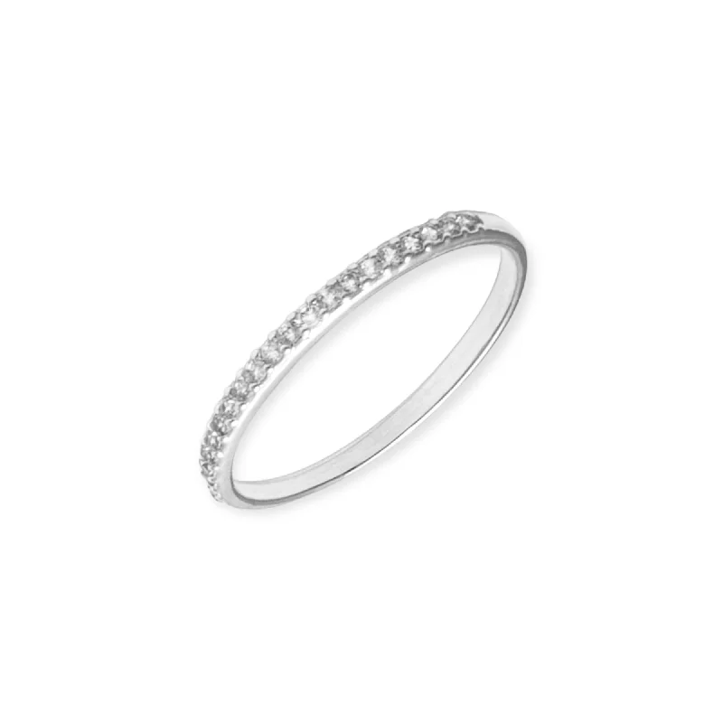 gold plated Cuban link chain Eleanore Rhodium Plated Sterling Silver Mini Ring, Brilliant White