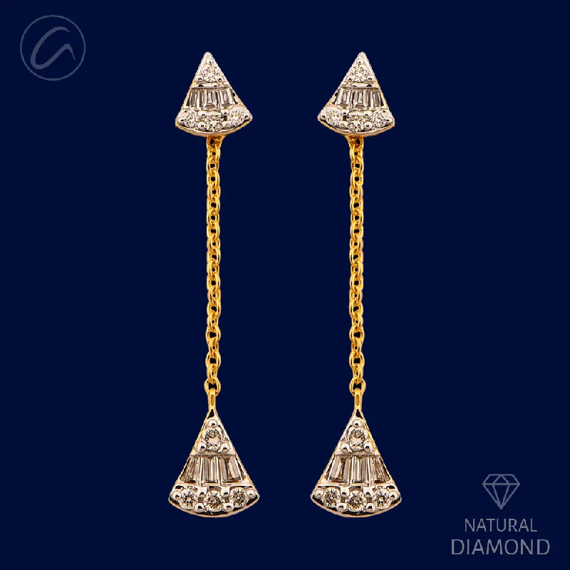 minimalist black pearl necklace Tasteful Triangle Diamond + 18k Gold Hanging Earrings