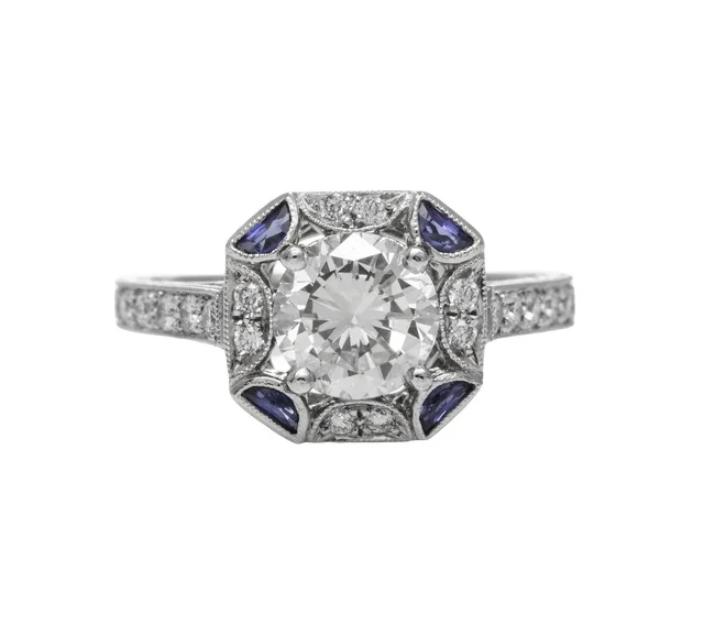 dainty birthstone ring for women The Doddsville Platinum Heritage Ring with 1.36 carat Center Diamond