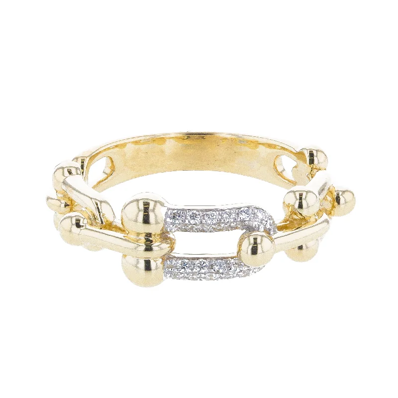 men’s engraved cuff bracelet "The Link Pavé" 0.13 Diamond Ring in 14k Yellow Gold