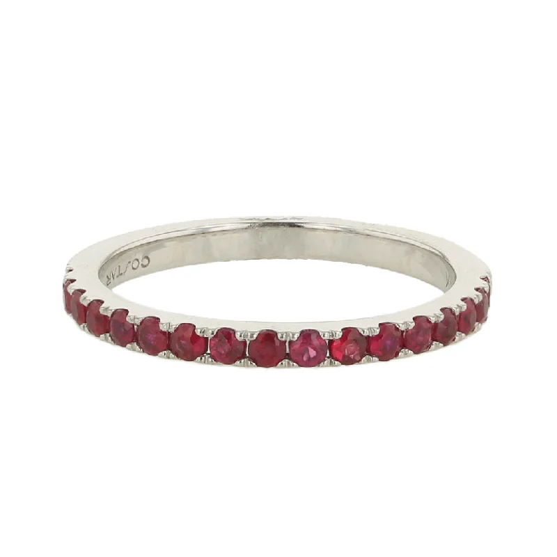 personalized ring with name "The Rosalind Ruby Band" 0.45CTTW 14KWG