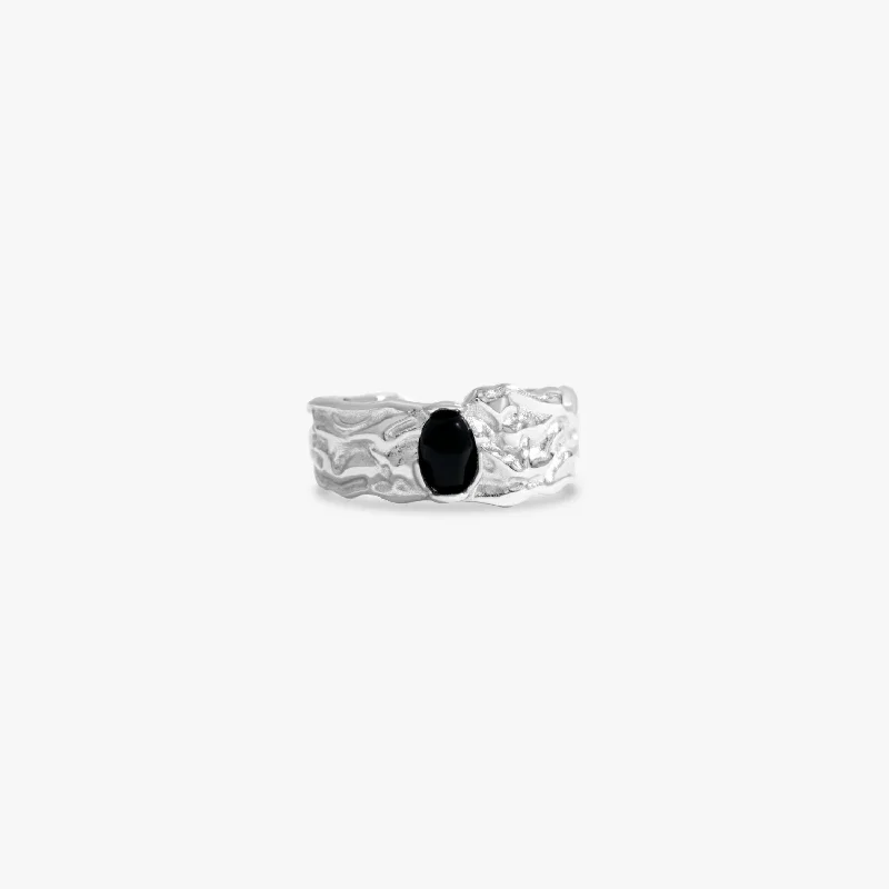 sterling silver braided ring Thick Texture Black Gem Adjustable Sterling Silver Ring sterling silver braided ring Thick Texture Black Gem Adjustable Sterling Silver Ring