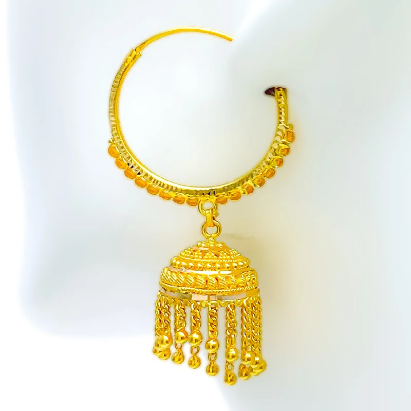white opal engagement ring Trendy Dangling Chain 22K Gold Bali Earrings