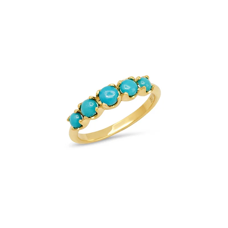hammered sterling silver band Graduated Turquoise Ring