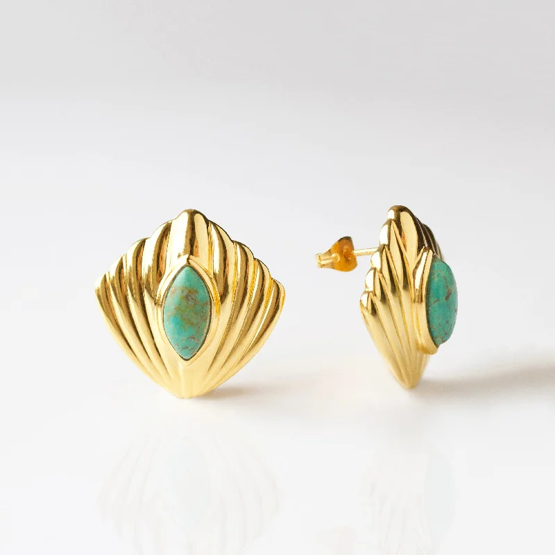 adjustable gemstone choker Turquoise Shell Stud Earrings