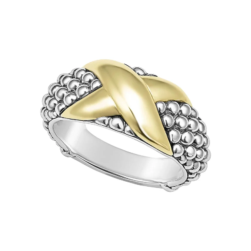 men’s braided leather bracelet Two-Tone X Caviar Ring