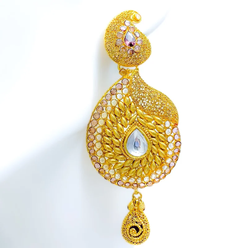 adjustable charm necklace Upscale Vintage Paisley 22K Gold Antique Earrings