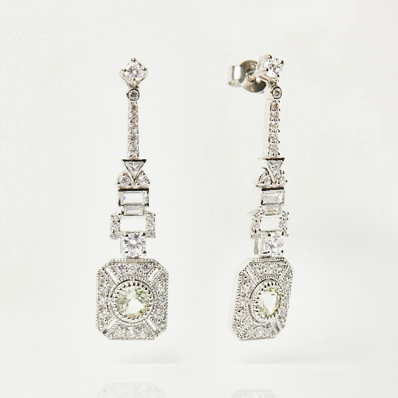 unique emerald green ring Venus Green Amethyst Statement Earrings