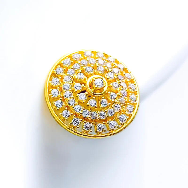 bold gothic vampire ring Vibrant Opulent 22k Gold CZ Tops