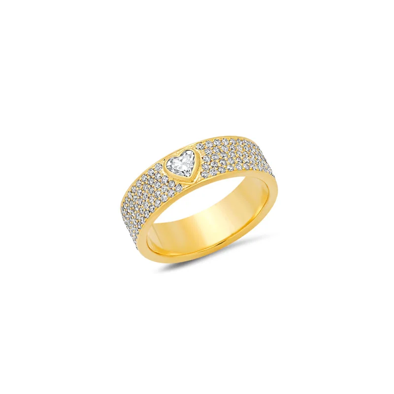 sterling silver infinity bracelet Wide Diamond Ellen Band with Heart-Cut Diamond Accent
