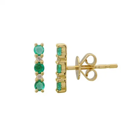 minimalist crystal quartz ring Yellow 14K Diamond & Emerald Bar Earrings