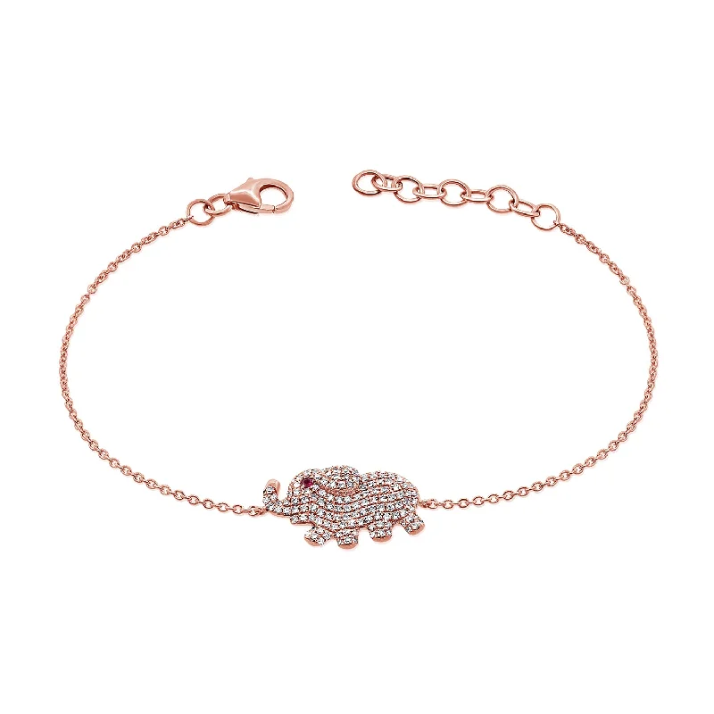 aquamarine birthstone necklace March 0.55ct Pave Diamond Elephant Link Bracelet