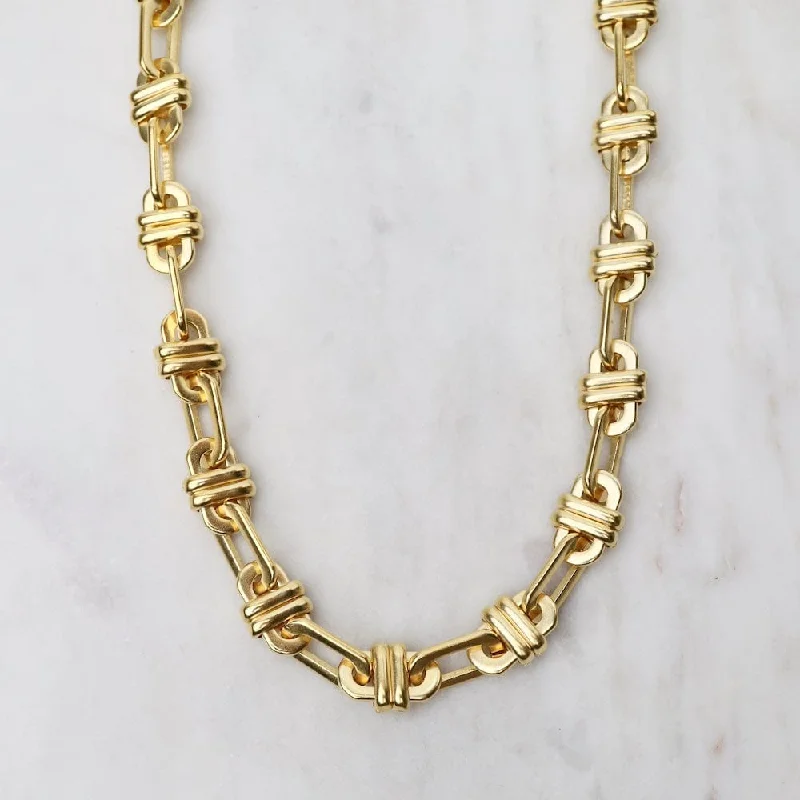hexagon-shaped engagement ring unique Knotted Link Chain Necklace