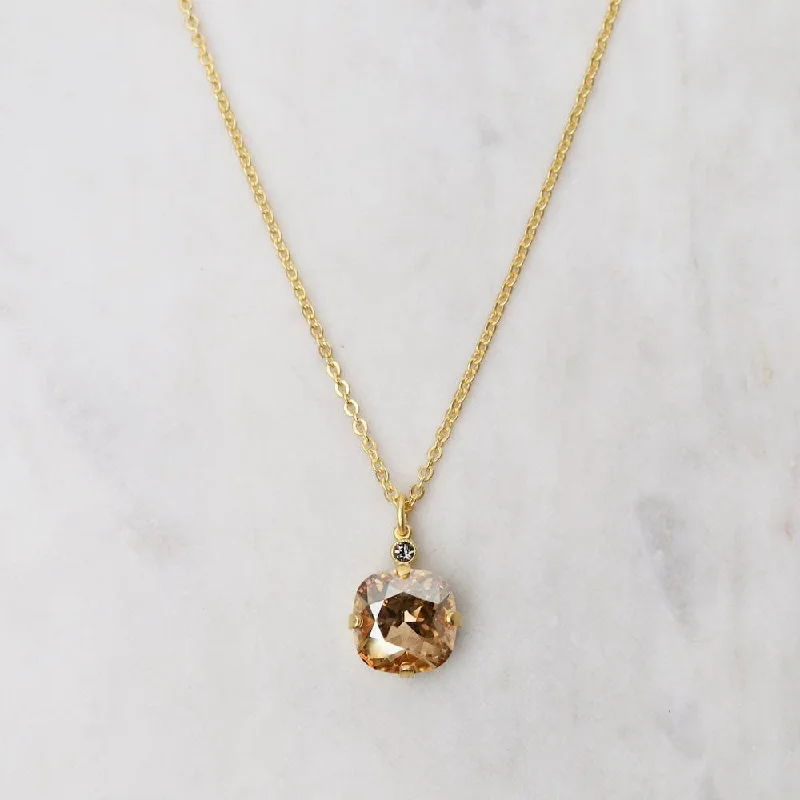 rose gold initial pendant necklace Large Champagne Pendant Necklace- Gold Plate