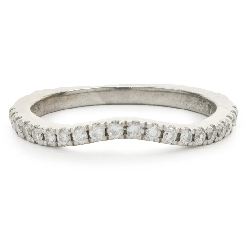 men’s tungsten wedding ring 14 Karat White Gold Diamond Contour Band