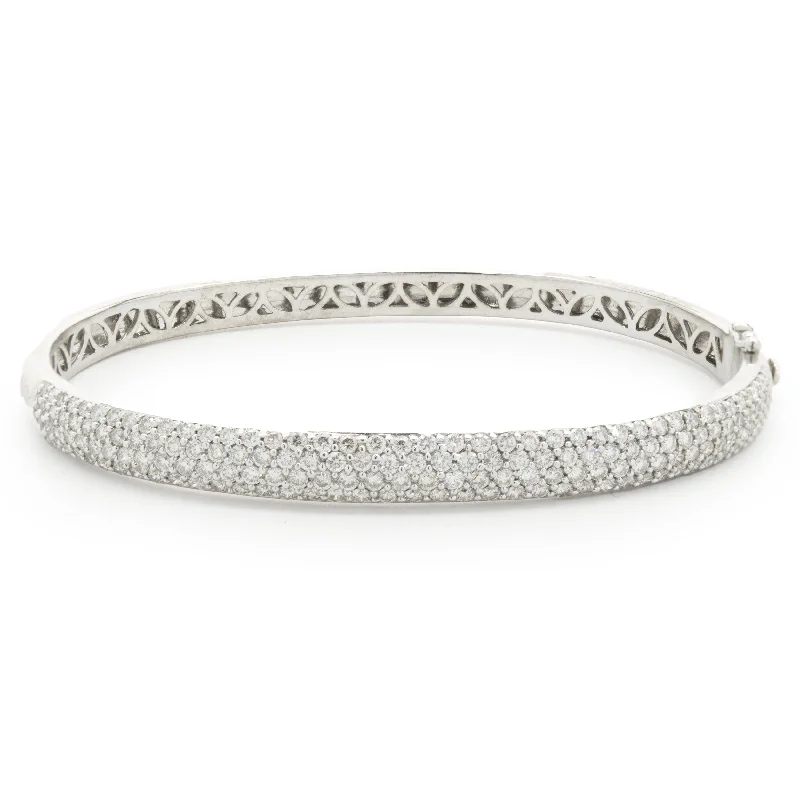 real garnet stacking rings 14 Karat White Gold Pave Diamond Bangle Bracelet