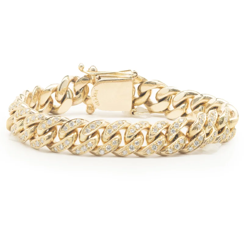 rose gold ring with diamonds 14 Karat Yellow Gold Diamond Cuban Link Bracelet