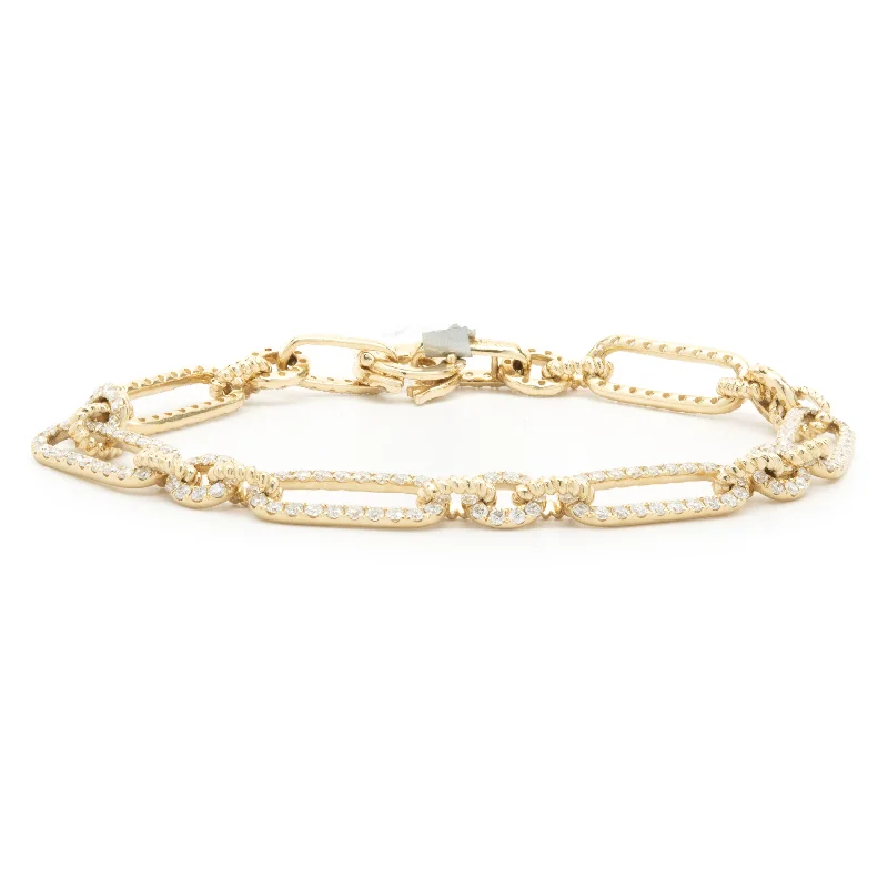 personalized hand-stamped bar ring 14 Karat Yellow Gold Diamond Oval Link Bracelet