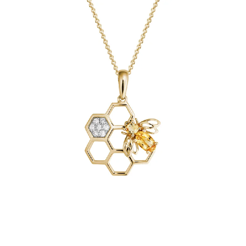 celestial crescent moon bracelet 14k Bee & Honeycomb Pendant Necklace