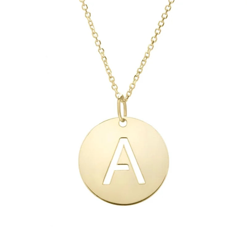 gold-plated snake chain bracelet 14k Disc Pendant Initial Series - ALL LETTERS