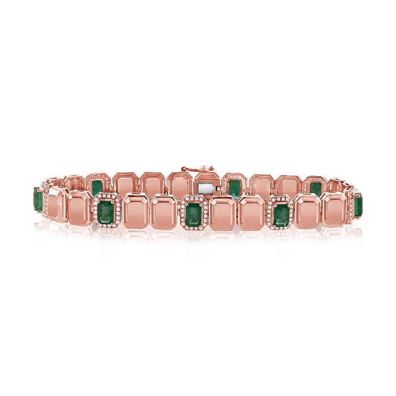 classic wedding set with diamonds 14K Emerald & Diamond Bracelet