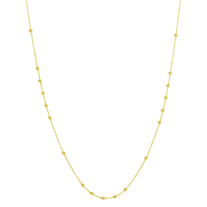 sapphire and diamond eternity ring 14k Gold Bead Station Necklace, 18"