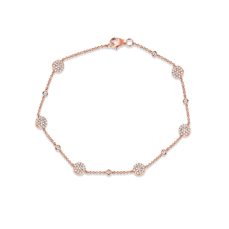 handmade copper wire ring 14K Gold Circles Bracelet with Diamonds