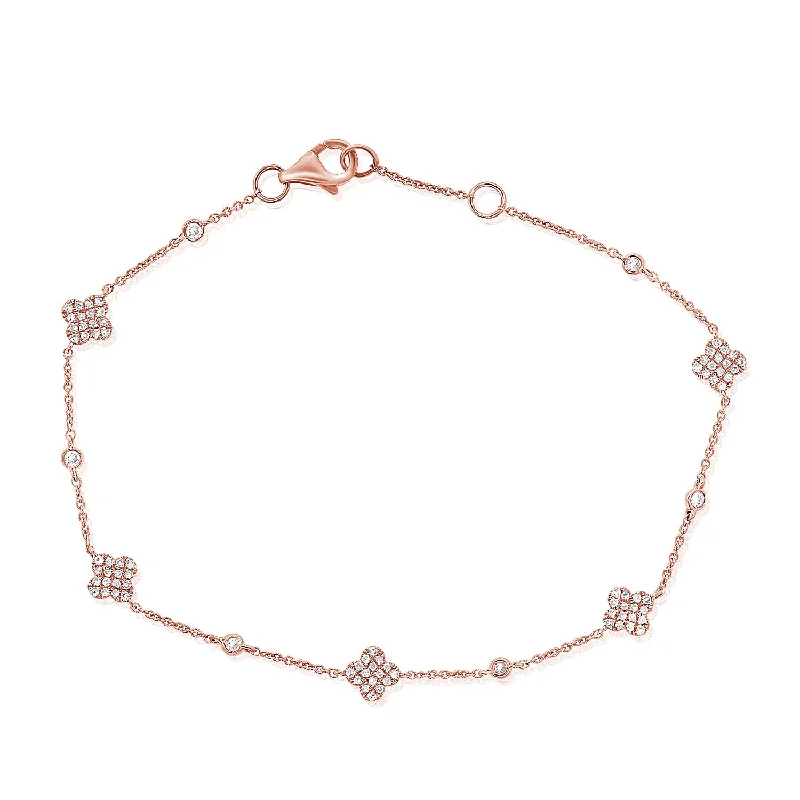 classic diamond hoop earrings 14K Gold Clover Bracelet with Diamonds
