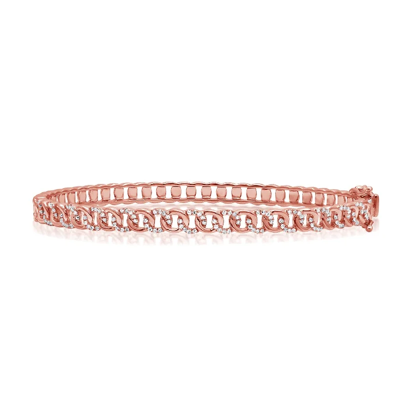 men’s silver wedding band 14K Gold Designer Links Diamond Bangle Bracelet