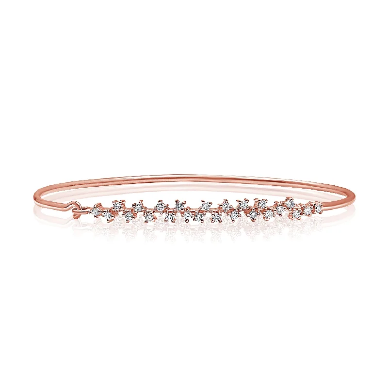 vintage rose gold engagement ring 14K Gold Diamond Floral Bangle Bracelet