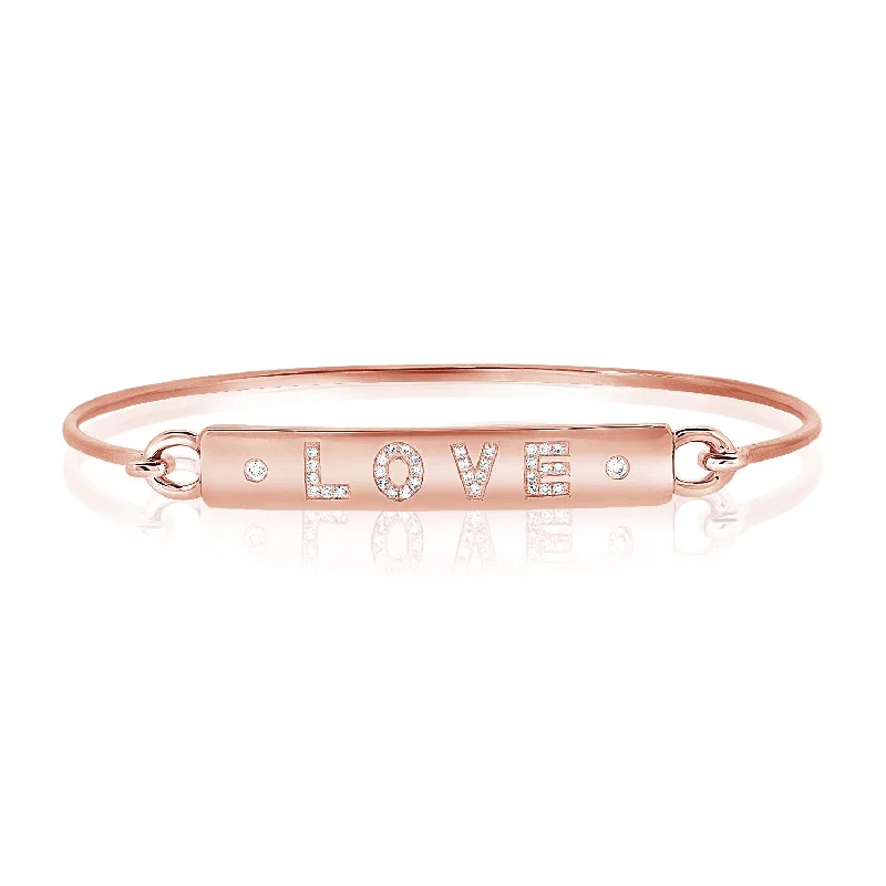 large statement turquoise ring 14K Gold Diamond Love Bangle