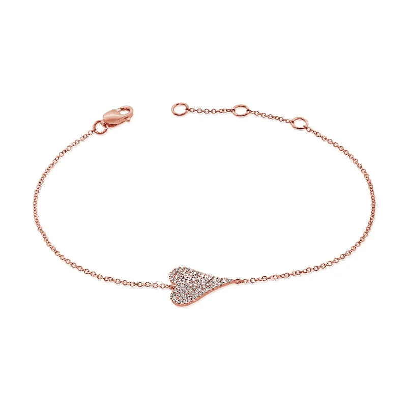 vintage diamond drop necklace 14K Gold Heart Bracelet with Diamonds