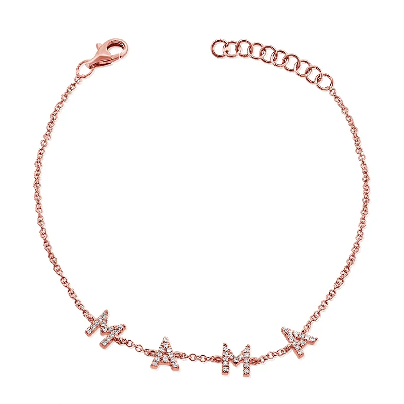 adjustable charm necklace 14K Gold "Mama" Diamond Bracelet