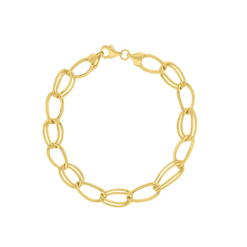modern hexagon stud earrings 14k Gold Oval Link Bracelet, 7.25"