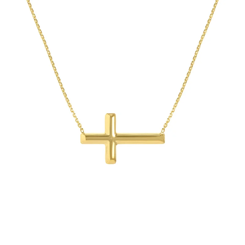 silver rope chain men 14k Gold Sideways Cross Necklace