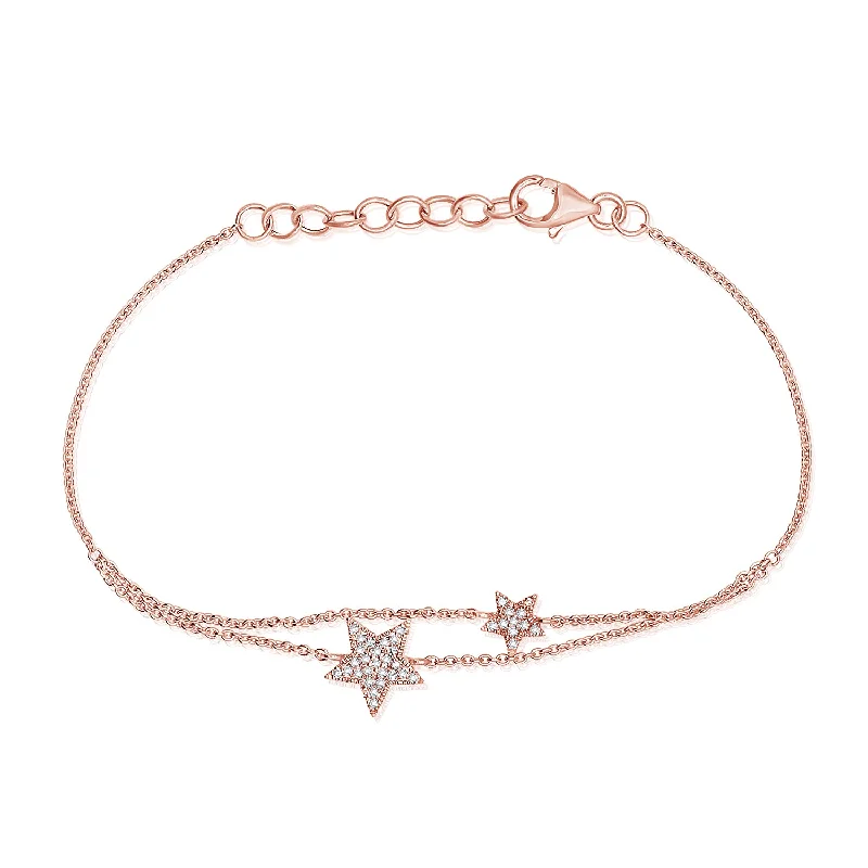 vintage diamond pendant necklace 14K Gold Star Chain Bracelet with Diamonds