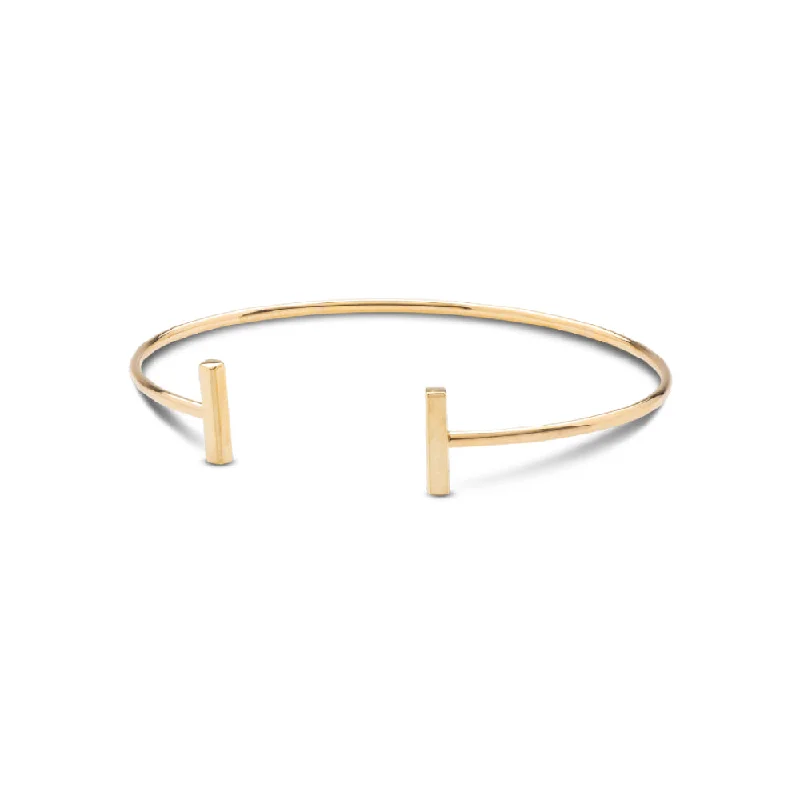 modern geometric silver ring 14k Gold T Bar Cuff Bracelet