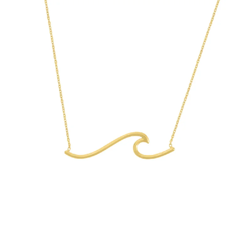 rose gold anklet chain 14k Gold Wave Pendant Necklace