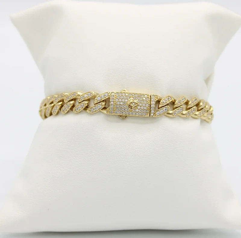 silver infinity symbol bracelet 14K Hollow Milano Bracelet Full Cz Yellow Gold // 8.6mm - 8.5 in //