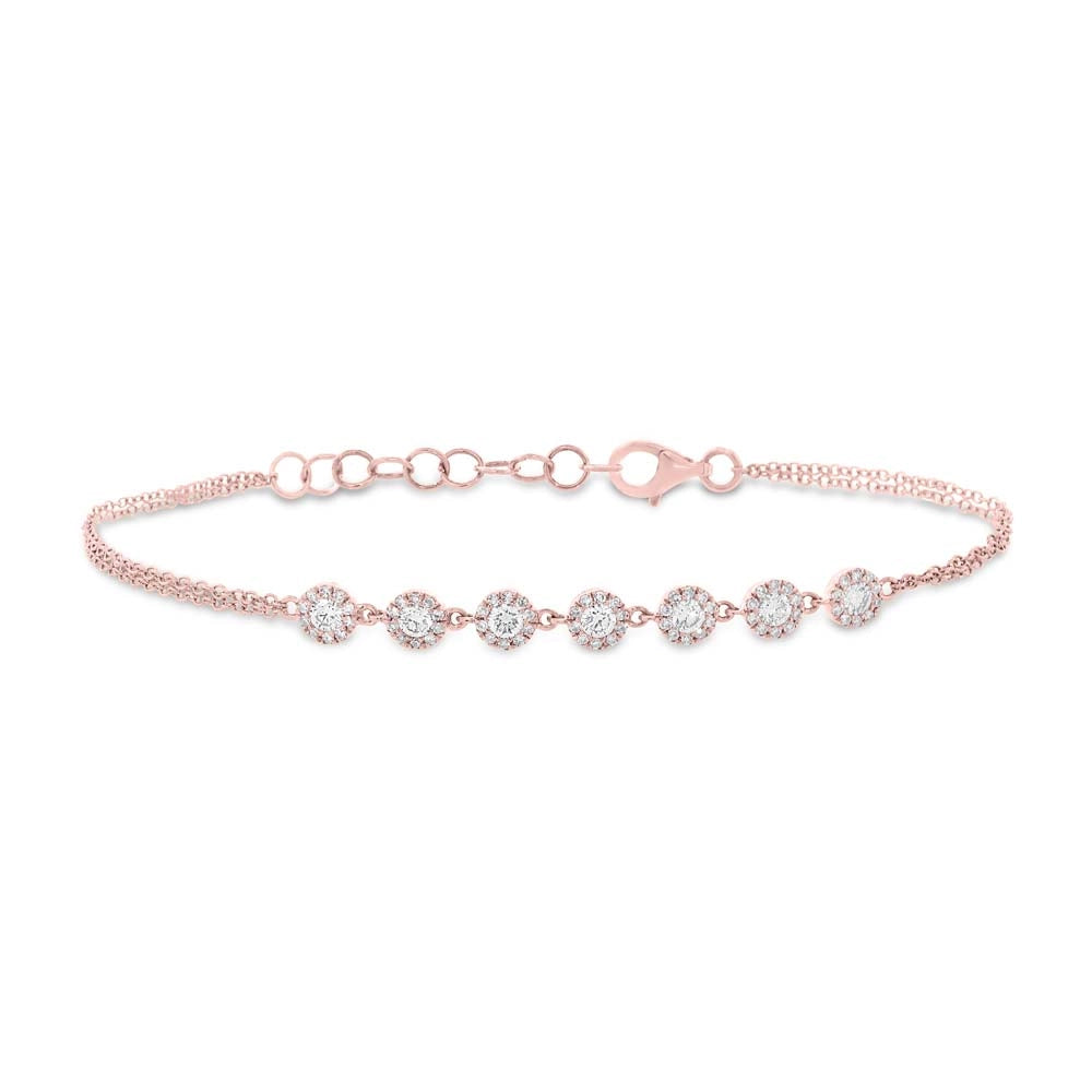 men’s beaded bracelet with charms 14K Rose Gold 7-Cluster Diamond Bracelet