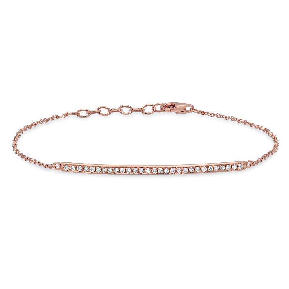 braided wedding ring men 14K Rose Gold Diamond Bar Bracelet