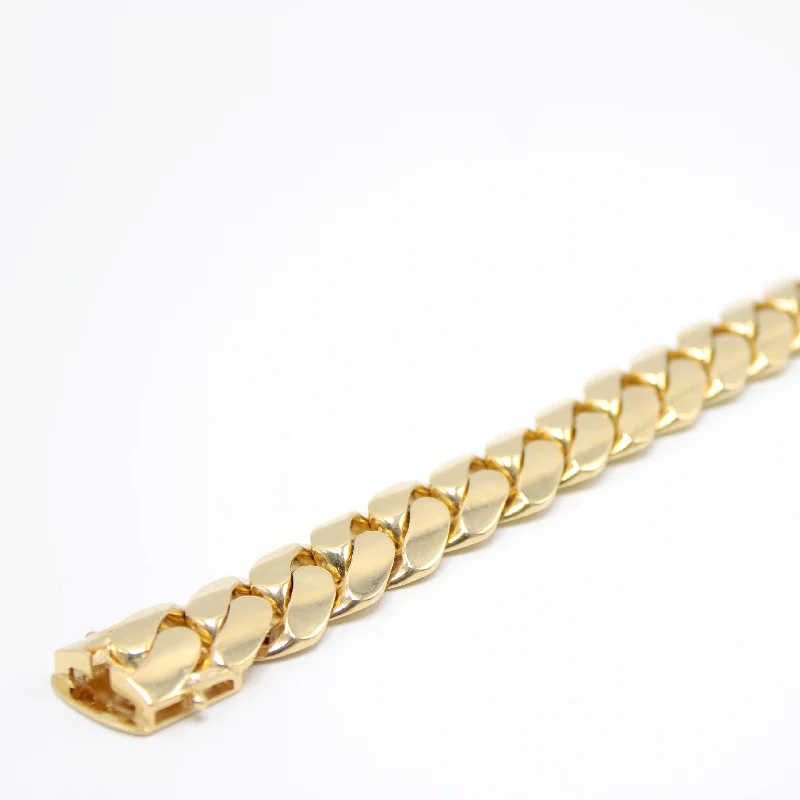 pearl and silver bracelet 14K Semi Solid Cuban Bracelet Yellow Gold