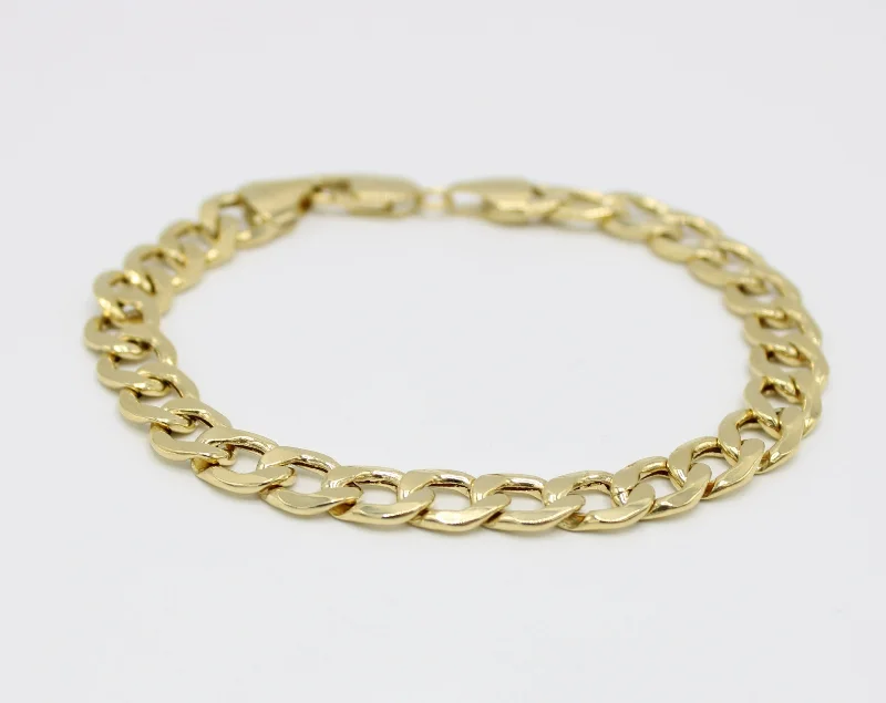 sterling silver infinity bracelet 14K Semi-Solid Classic Flast Cuban Bracelet