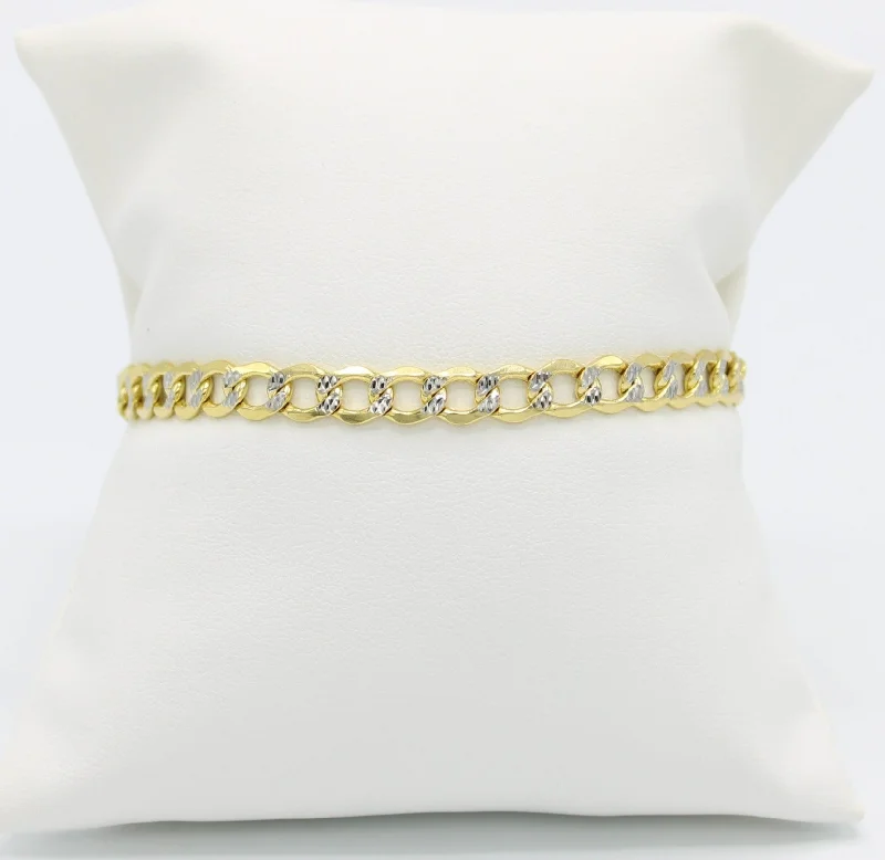 silver feather charm necklace 14K Semi-Solid Flat Cuban Bracelet Two Tones Yellow Gold // 6.7mm // silver feather charm necklace 14K Semi-Solid Flat Cuban Bracelet Two Tones Yellow Gold // 6.7mm //