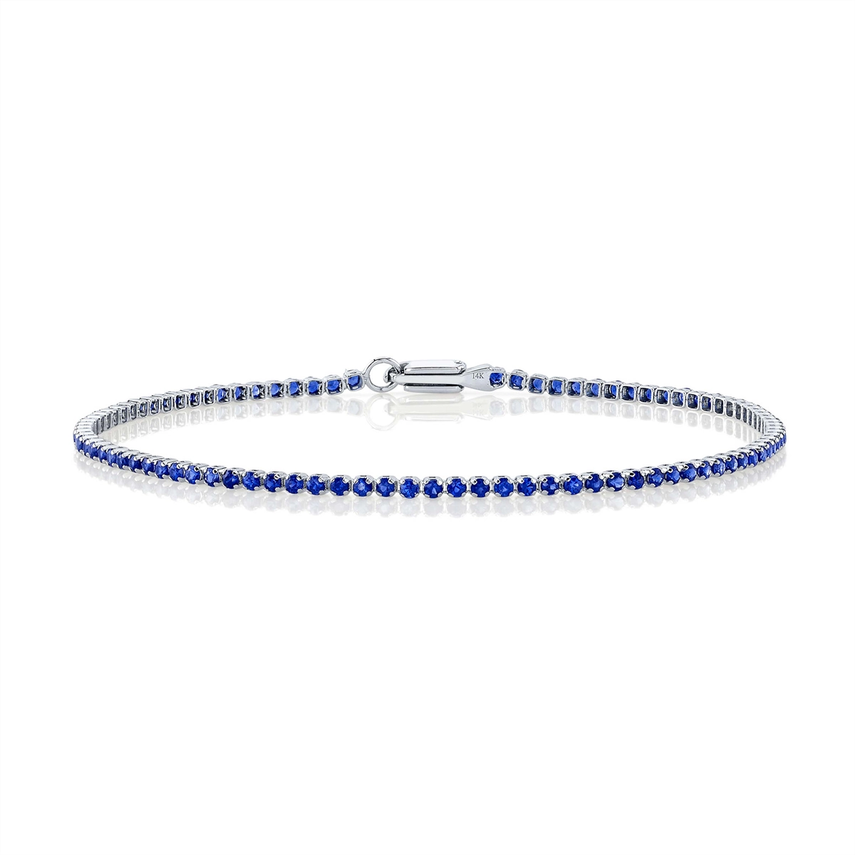 adjustable braided rope ring 14K White Gold Blue Sapphire Micro-Tennis Bracelet
